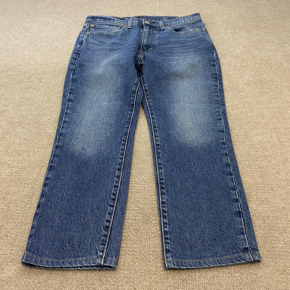 Levis 511 Jeans Mens 34x26 Hemmed Blue Medium Wash Slim Tapered Stretch Denim